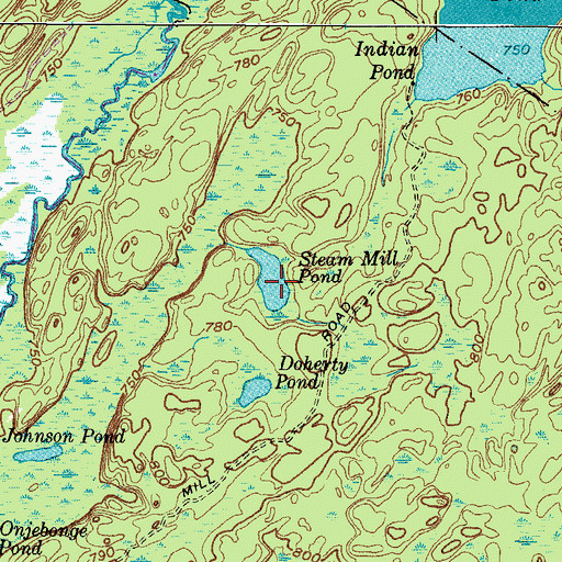 Topographic Map of Steam Mill Pond, NY