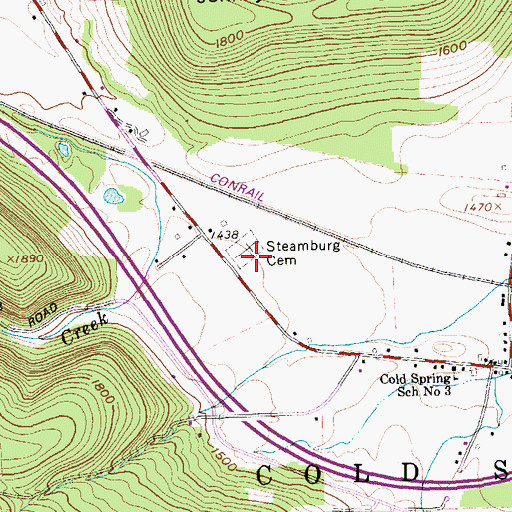 Topographic Map of Steamburg Cemetery, NY