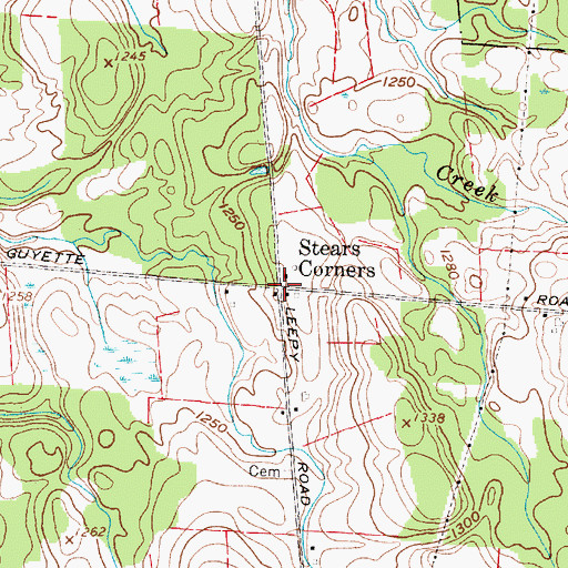 Topographic Map of Stears Corners, NY