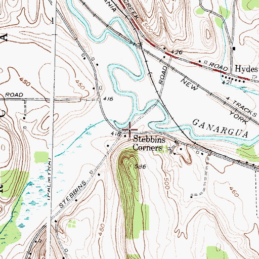 Topographic Map of Stebbins Corners, NY
