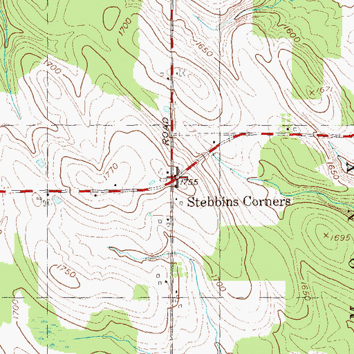 Topographic Map of Stebbins Corners, NY