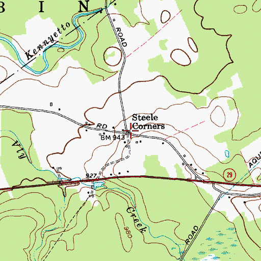 Topographic Map of Steele Corners, NY