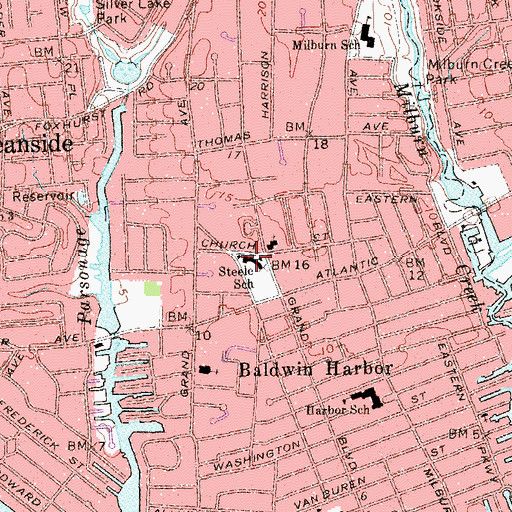 Topographic Map of Steele Elementary School, NY