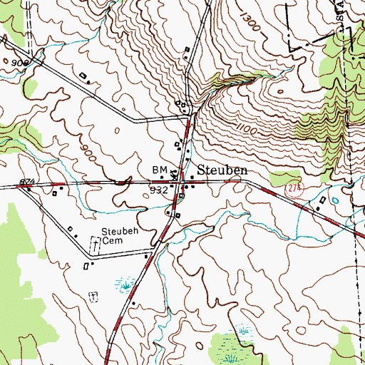 Topographic Map of Steuben, NY