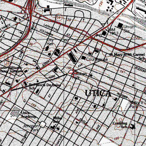 Topographic Map of Steuben Park, NY