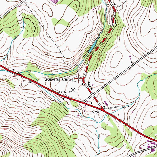 Topographic Map of Stevens Cemetery, NY