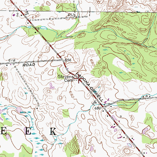 Topographic Map of Stevens Cemetery, NY