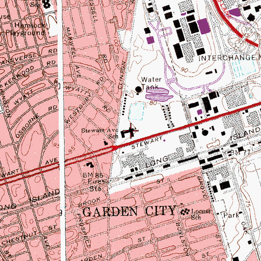 Topographic Map of Stewart Avenue School, NY