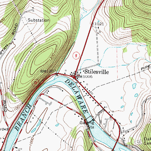 Topographic Map of Stilesville, NY