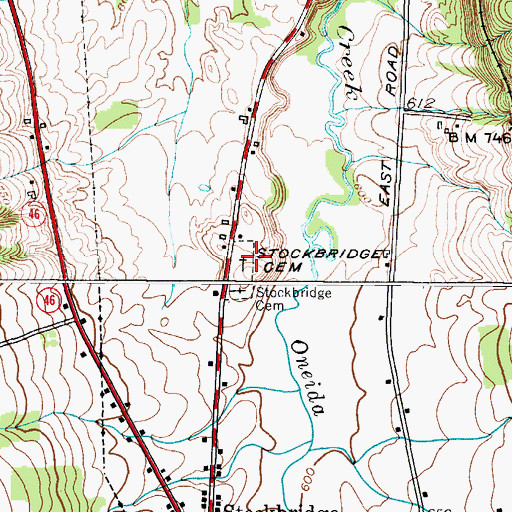 Topographic Map of Stockbridge Cemetery, NY