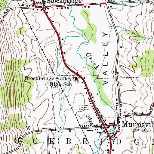 Topographic Map of Stockbridge Valley High School, NY
