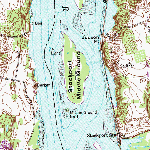 Topographic Map of Stockport Middle Ground, NY