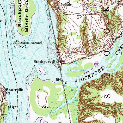 Topographic Map of Stockport Station, NY