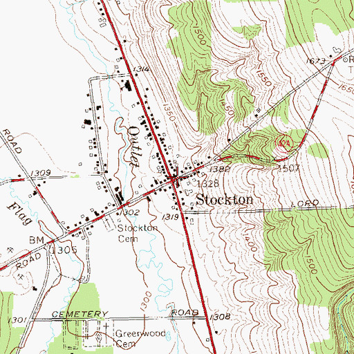 Topographic Map of Stockton, NY