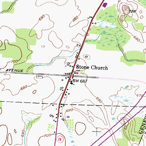 Topographic Map of Stone Church, NY