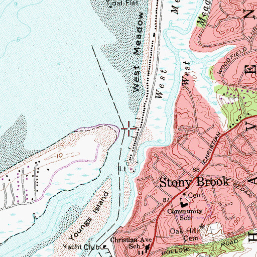 Topographic Map of Stony Brook, NY