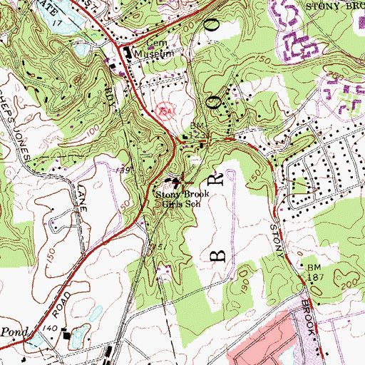 Topographic Map of Stony Brook Girls School, NY