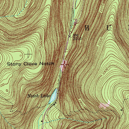 Topographic Map of Stony Clove Notch, NY