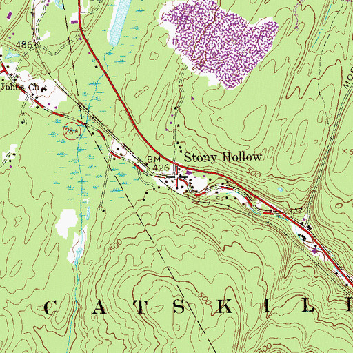 Topographic Map of Stony Hollow, NY