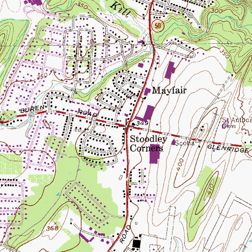 Topographic Map of Stoodley Corners, NY