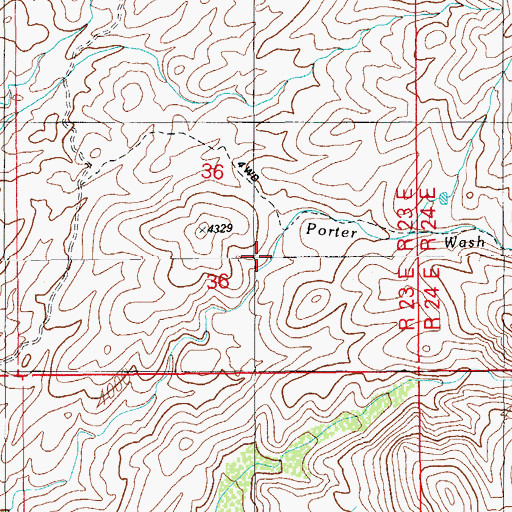 Topographic Map of Porter Wash, AZ