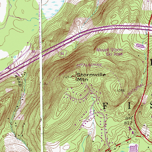 Topographic Map of Stormville Mountain, NY
