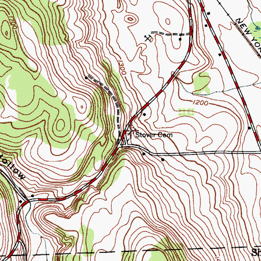 Topographic Map of Stover Cemetery, NY
