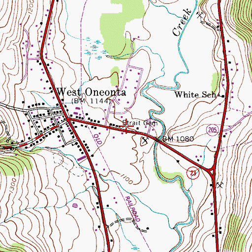 Topographic Map of Strait Cemetery, NY