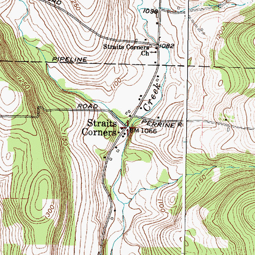 Topographic Map of Straits Corners, NY
