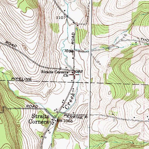 Topographic Map of Straits Corners Baptist Church, NY