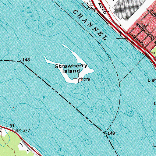 Topographic Map of Strawberry Island, NY