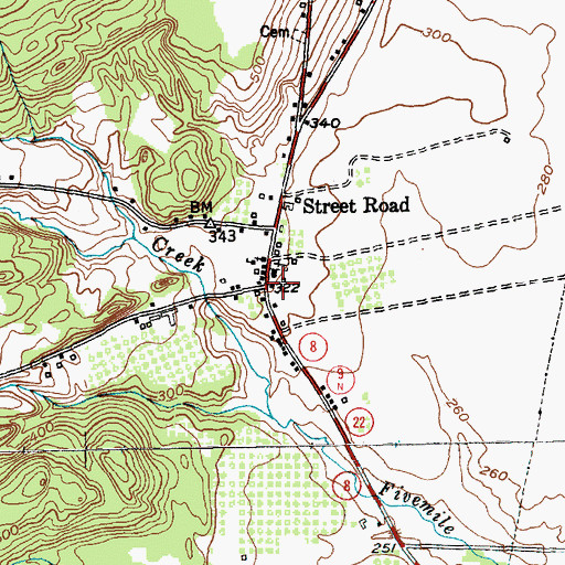 Topographic Map of Street Road, NY
