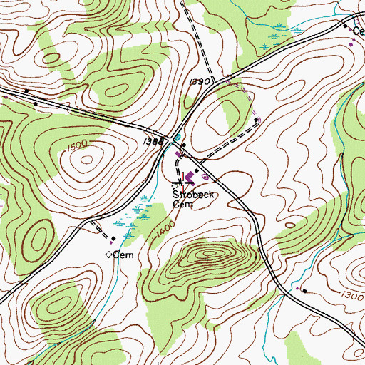 Topographic Map of Strobeck Cemetery, NY