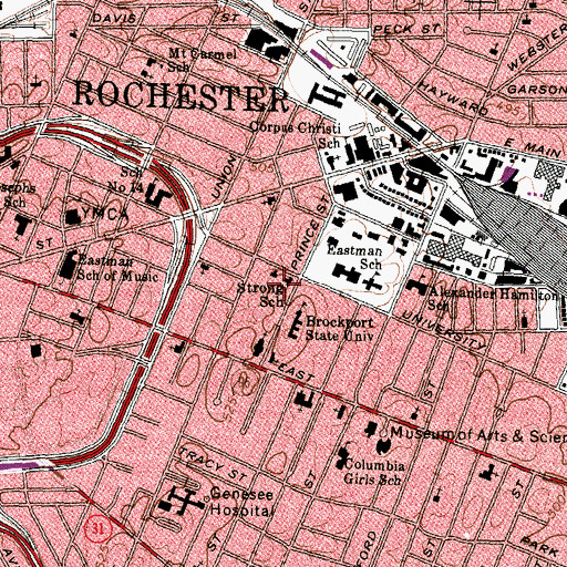 Topographic Map of Strong School, NY