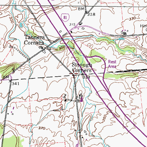 Topographic Map of Strough Corners, NY