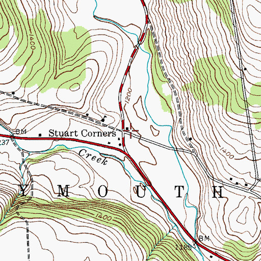 Topographic Map of Stuart Corners, NY