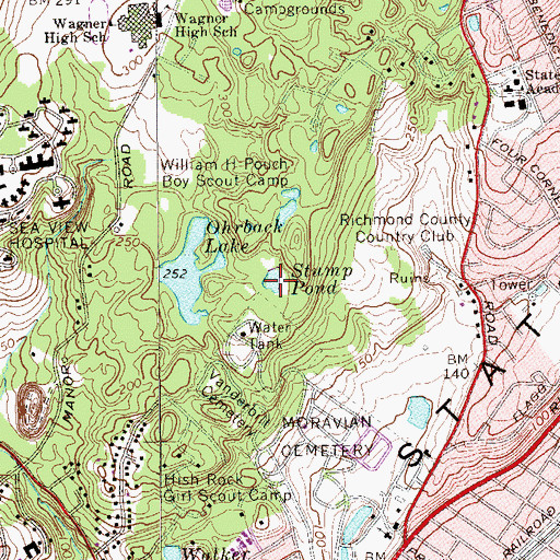 Topographic Map of Stump Pond, NY