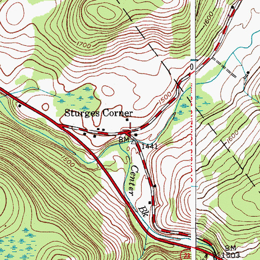Topographic Map of Sturges Corner, NY