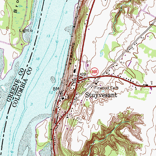 Topographic Map of Stuyvesant, NY