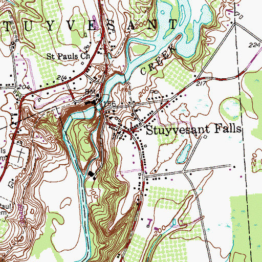Topographic Map of Stuyvesant Falls, NY