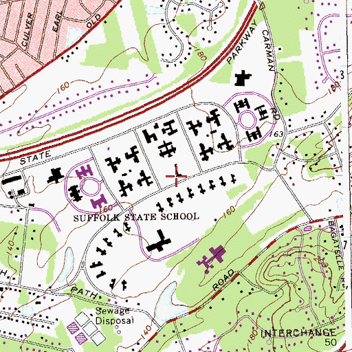 Topographic Map of Long Island Developmental Center, NY