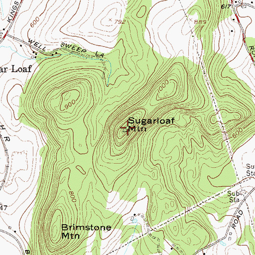 Topographic Map of Sugarloaf Mountain, NY