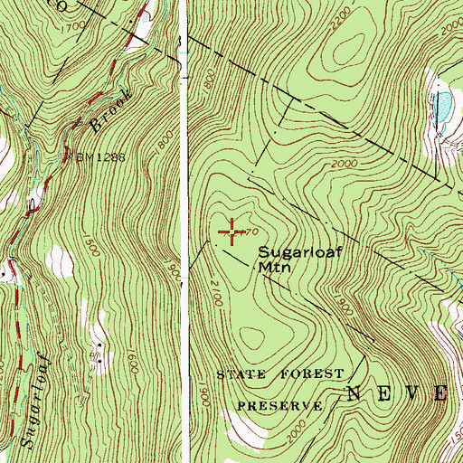 Topographic Map of Sugarloaf Mountain, NY