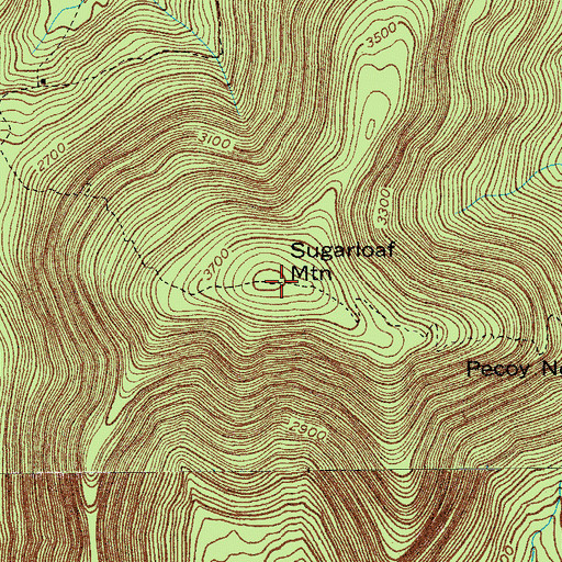 Topographic Map of Sugarloaf Mountain, NY