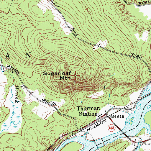 Topographic Map of Sugarloaf Mountain, NY