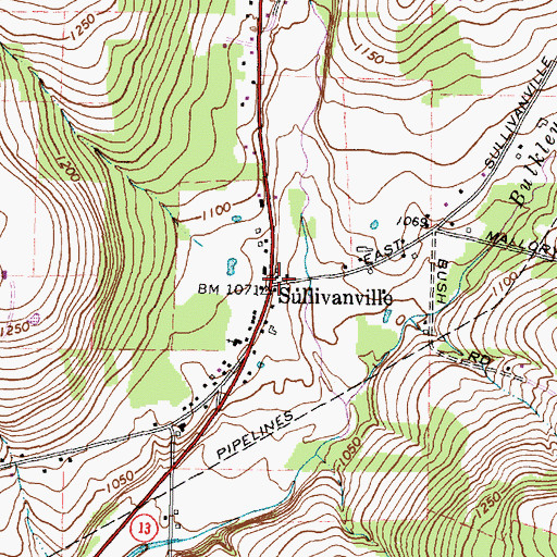 Topographic Map of Sullivanville, NY
