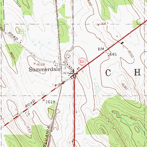 Topographic Map of Summerdale, NY