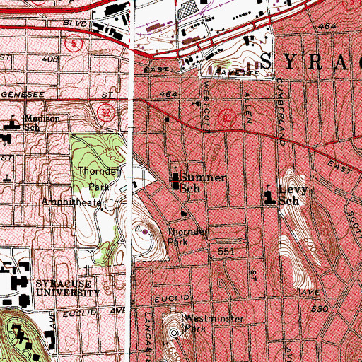 Topographic Map of Sumner School, NY