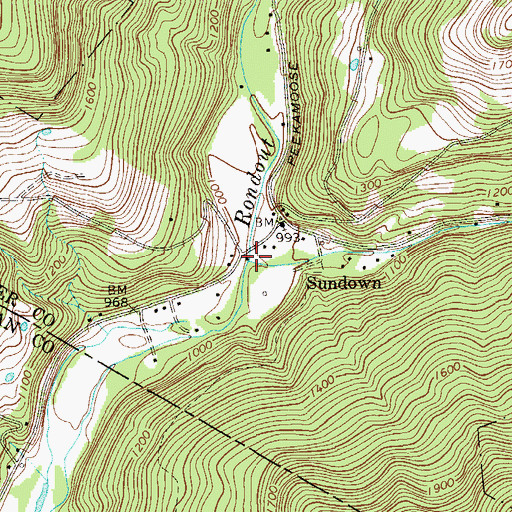 Topographic Map of Sundown Creek, NY