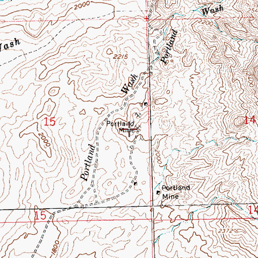 Topographic Map of Portland Mine, AZ